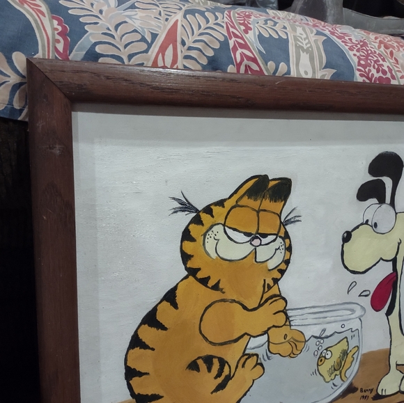 Garfield and Odie canvas painting framed art collectables rare - Picture 8 of 12